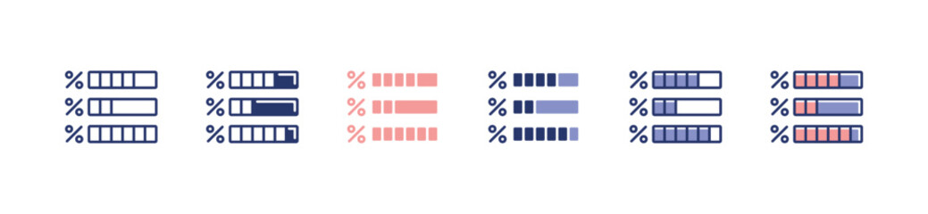 Aufkleber - simple progress bar percentage icon set business evaluation statistics result presentation percent grade signs vector illustration