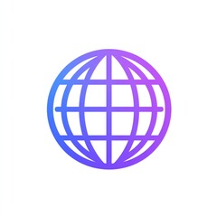 Simple flat globe icon, representing global connectivity, centered on a clean white background