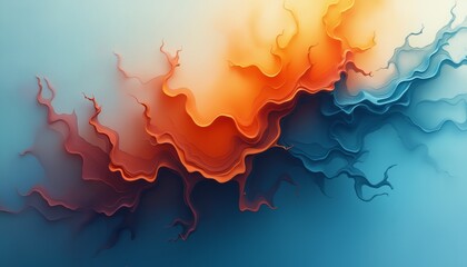 Wall Mural - an abstract background featuring organic, flowing shapes in orange and blue, evoking a sense of move