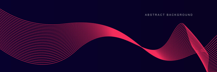 Wall Mural - abstract red line wave pattern on dark blue abstract pink line wave pattern on dark blue background.