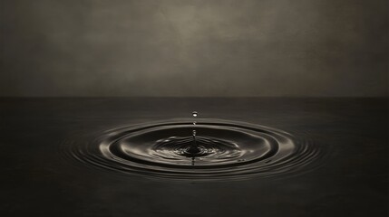 Wall Mural - Droplet Impact, a single droplet striking water's surface, creating mesmerizing ripples that symbolize tranquility and connection.