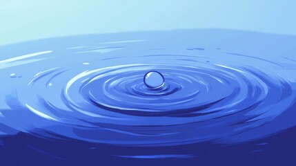 Wall Mural - Droplet Impact, A single droplet striking water, creating concentric ripples, symbolizing tranquility and the interconnectedness of nature.