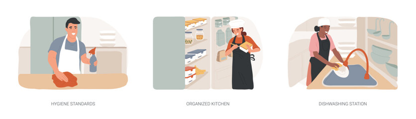 Wall Mural - kitchen organization isolated cartoon vector illustrations se