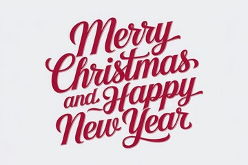 Merry Christmas and Happy New Year text, lettering for greeting cards, banners, posters, isolated vector illustration. Merry Christmas and Happy New Year greeting