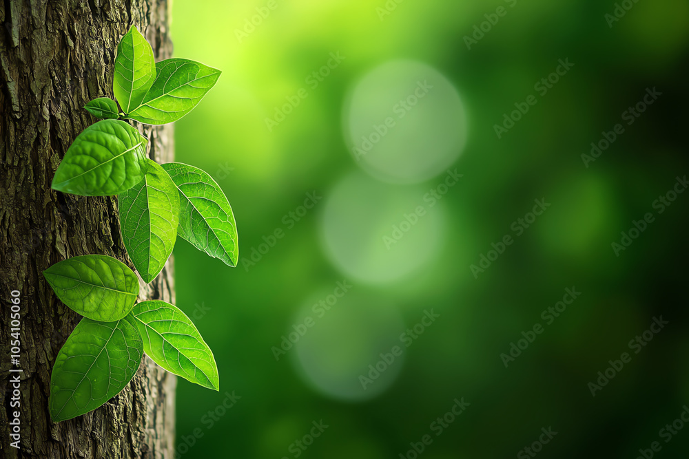 Vines growing up tree trunks, showing symbiotic interactions in ...