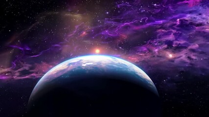 Wall Mural - window space background time-lapse video Animated looping spaceship view science planet station ship universe galaxy star spacecraft earth shuttle travel technology blue rocket futuristic future expl