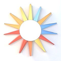 Wall Mural - Colorful 3D Sunburst Design on White Background