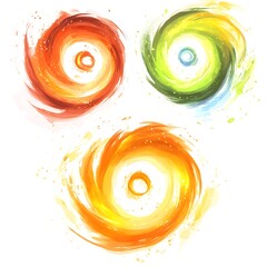 Wall Mural - Abstract Art of Three Swirling Galaxies in Bright Colors