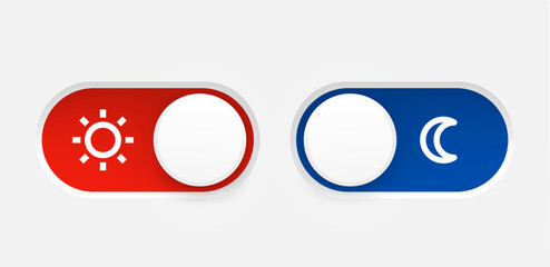 Aufkleber - Interface toggle buttons set. Day Night switch. 3d vector element idolated on white background