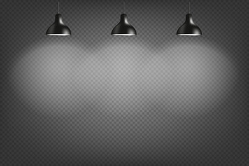 Poster - Lamp on dark background. 3d vector effect isolated on transparent background