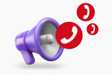 Poster - loudspeaker with cellphone icon. 3d vector illustration