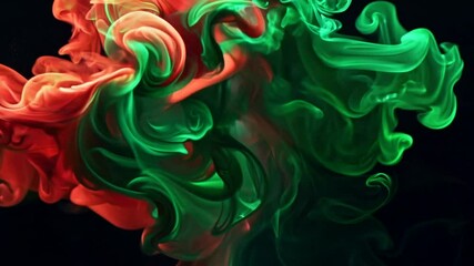 Wall Mural - video smoke animation green red abstract water fire blue explosion light black flames colours textur