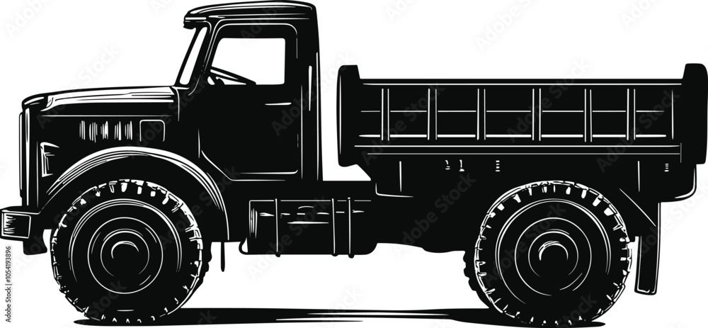 Truck icon. Black silhouette. Front view. Vector simple flat graphic ...