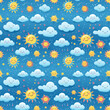 © Dmitry - Cute Sun and Clouds Seamless Pattern. Pattern for wallpaper, background, print on fabric and paper.