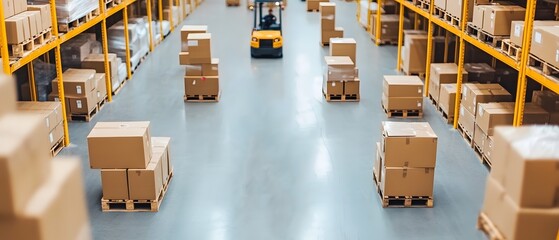 Aufkleber - Organized Warehouse with Forklift Handling Boxes