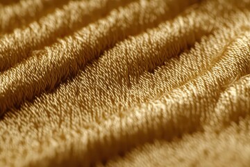 Golden Hour Texture: Luxurious golden fabric with a ribbed texture, detailed close-up shot showcasing intricate weaving and soft drape. Perfect for fashion, textile, and design projects. 