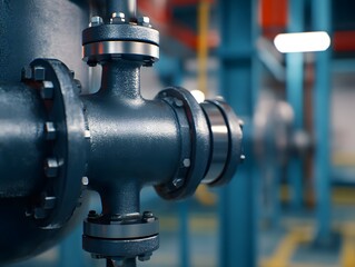 Leinwandbilder - Industrial Pipe Fitting in Modern Processing Facility