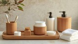 Modern Bathroom Styling And Organization With Sustainable Bamboo Accessories And Organic Skin Care Products