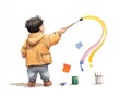 © Rona_65 - A playful child creates colorful brush strokes, expressing creativity and imagination with vibrant paints and a joyful demeanor.