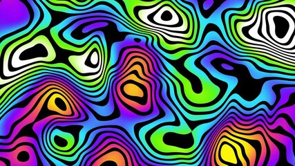 Fototapete - Groovy psychedelic loop background for banner design. Retro 60s 70s psychedelic pattern. Modern wave retro abstract design. Rainbow 60s, 70s