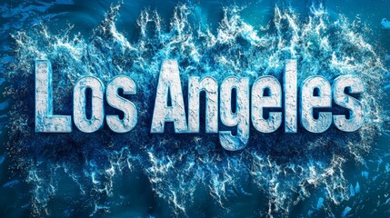 Poster - Blue Los Angeles City symbol art poster.