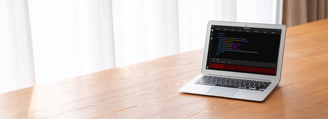 Software development programming on computer screen for modish application and program coding