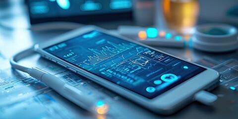 Leinwandbilder - Smartphone Displaying Financial Data and Charts