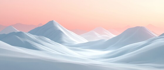 Wall Mural - A mountain range with a pink sky in the background