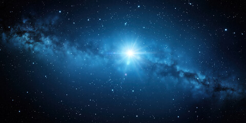 Wall Mural - stars constellation shining in deep blue space, milky way, cosmic nebula background