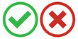 © Mirikiteki - Tick and cross signs. Green tick OK and red X cross. YES and NO. False and true, right and wrong. Correct and incorrect, accept and reject. Digital content
