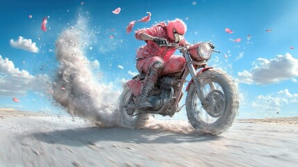 flamingo on a motorcycle