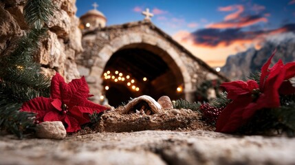 Nativity scene displayed in a church, illustrating the religious significance of Christmas