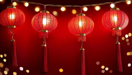 Wall Mural - festive red banner with lights decoration for chinese new year