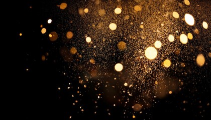 Wall Mural - golden falling glitter on the black background festive overlay