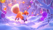 © Thoranisorn - Joyful fox bounding through snowy forest