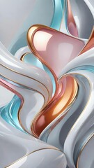Leinwandbilder - White and gold, bronze color tone metallic 3d wavy lines  abstract background.