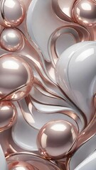 Leinwandbilder - White and gold, bronze color tone metallic 3d wavy lines  abstract background.