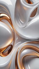 Leinwandbilder - White and gold, bronze color tone metallic 3d wavy lines  abstract background.