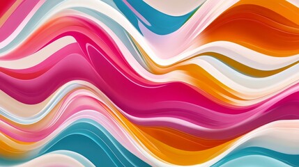 Wall Mural - a vibrant and dynamic abstract artwork featuring colorful wave-like patterns, suggesting movement an