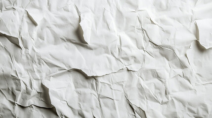 A close-up image of crumpled white paper, showcasing its textured folds and creases