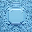 © MetaKibo - Abstract blue circuit board design with a central processing unit area.