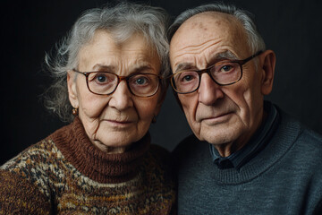 Elderly couple looking forward