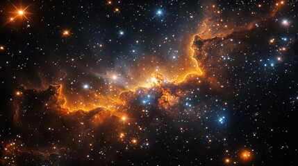 Wall Mural - intricate cosmic clouds illuminated by starlight in a distant galaxy captured at night