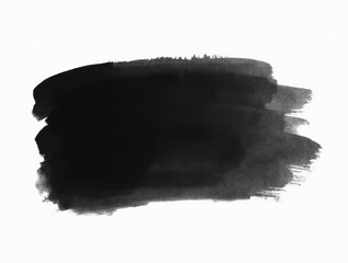 black watercolor brush stroke isolated on white background