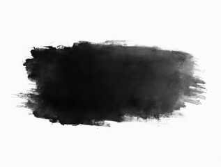 Black watercolor brush stroke isolated on white background