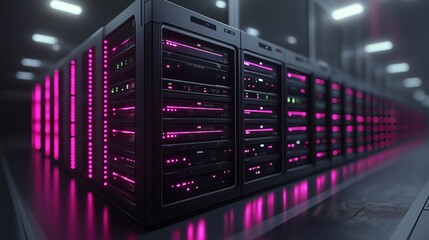 Leinwandbilder - Modern Data Center with Server Racks and Advanced IT Infrastructure for Secure Digital Storage and Connectivity, Generative AI