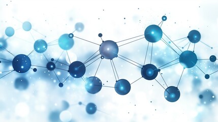 Fototapete - Abstract Molecular Structure Network in Blue, Representing Science, Connectivity, and Futuristic Biotechnology Concept, Generative AI