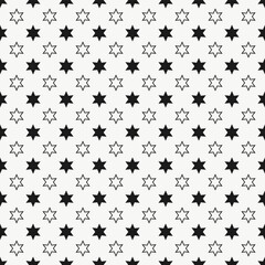 Wall Mural - stars seamless pattern. black and white monochrome colors pattern. vector illustration.