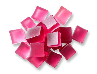 Wall Mural - Pink Gelatin Cubes Sweet Treat Dessert Candy Food Delicious Tasty Snack Confectionery Jelly Cubes