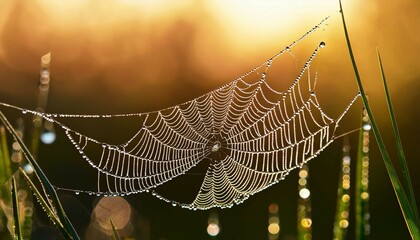 spider web with dew drops